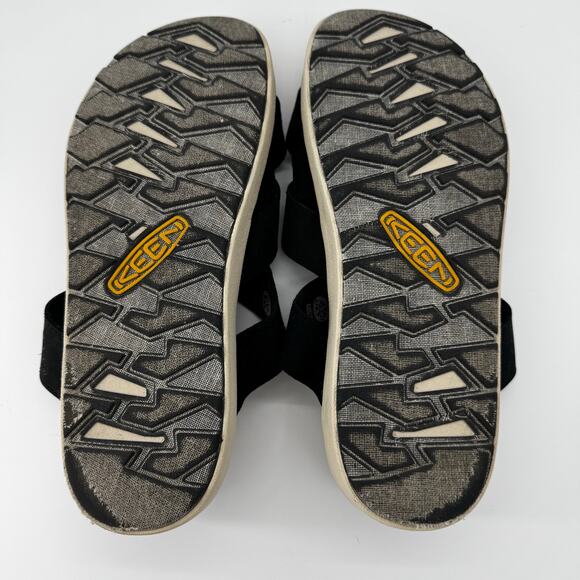 EUC Keen Elle Mixed Slide Sandal Black Leather Birch 9 Womens - Picture 6 of 7